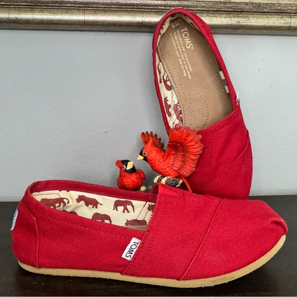 TOMS Alpargata Classic Slip On Unisex Casual Shoes RED Size 9